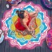 Yellow & Round Beach Towel Tapestry Tassel Decor With Small Balls Flowers Pattern 147*147Cm Circular Tablecloth Yoga Picnic Mat   